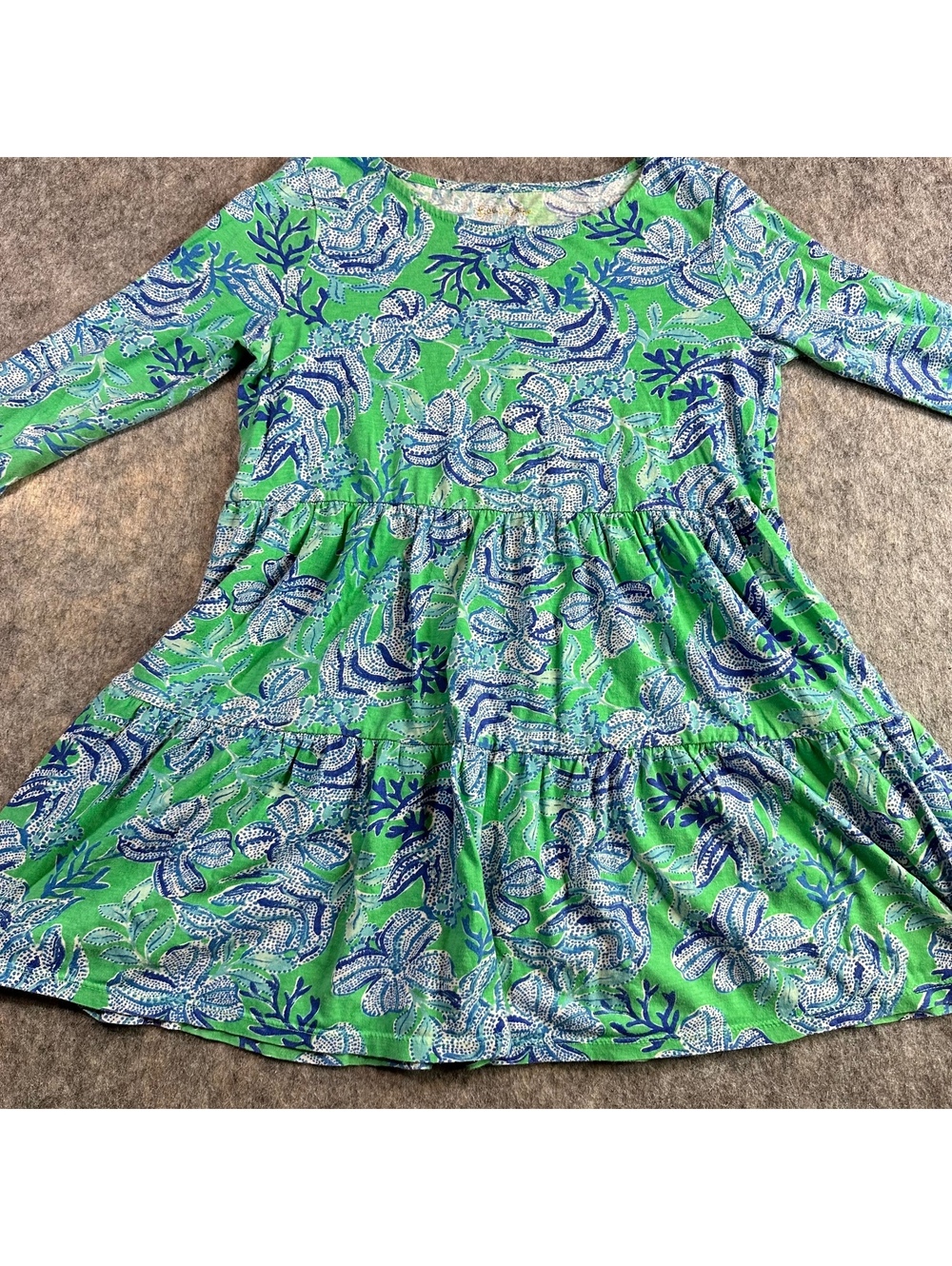 Lilly Pulitzer Girls 9/10y floral dress green blue preppy resort